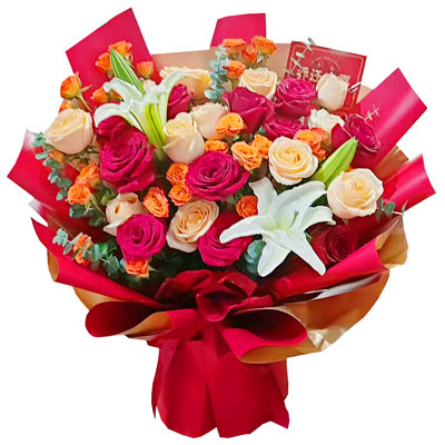 营口19朵玫瑰百合，爱情永不凋零