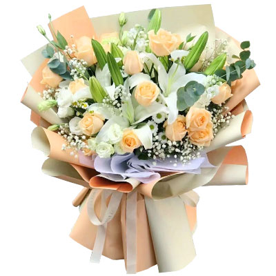 营口19朵香槟玫瑰百合，你是我的真爱