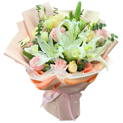 营口10朵玫瑰百合混搭，爱是难忘时刻